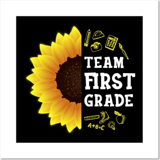 Team first Grade Shirt First Day Preschool Back to School Sunflower Gift Posters and Art